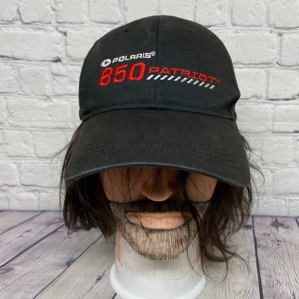 Polaris 850 Patriot Hat Cap Strap Back Black 2019 Snow Check Embroidered Logo